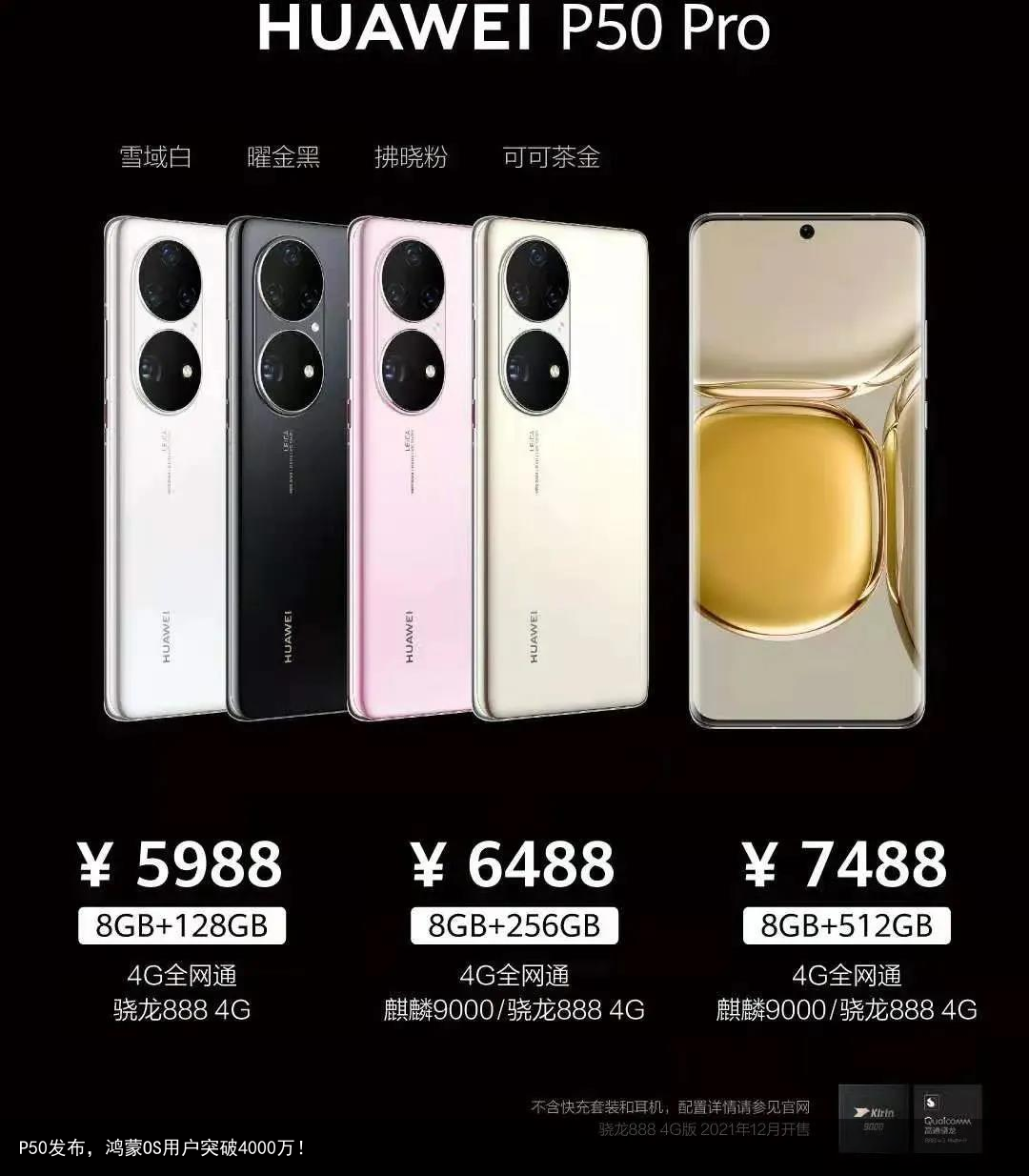 P50发布，鸿蒙OS用户突破4000万！