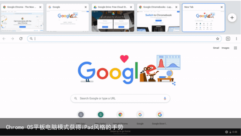 Chrome OS平板电脑模式获得iPad风格的手势